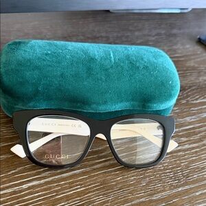 Gucci Black Glasses with Teal Case